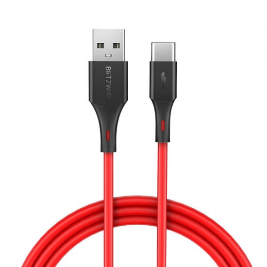 [3 Pack] BW-TC14 3A USB Type-C Cable Fast Charging Data Sync Transfer Cord Line 3ft/0.9m For Samsung Galaxy Note 20 Huawei P40 Mi10 OnePlus 8 red