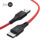 [3 Pack] BW-TC14 3A USB Type-C Cable Fast Charging Data Sync Transfer Cord Line 3ft/0.9m For Samsung Galaxy Note 20 Huawei P40 Mi10 OnePlus 8 red