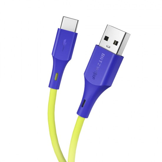 [3 Pack] BW-TC14 3A USB Type-C Cable Fast Charging Data Sync Transfer Cord Line 3ft/0.9m For Samsung Galaxy Note 20 Huawei P40 Mi10 OnePlus 8 blue