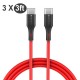 [3 Pack] BW-TC17 3A USB PD Type-C to Type-C Charging Data Cable 3ft/0.9m For iPad Pro Macbook Pocophone F1 - Red