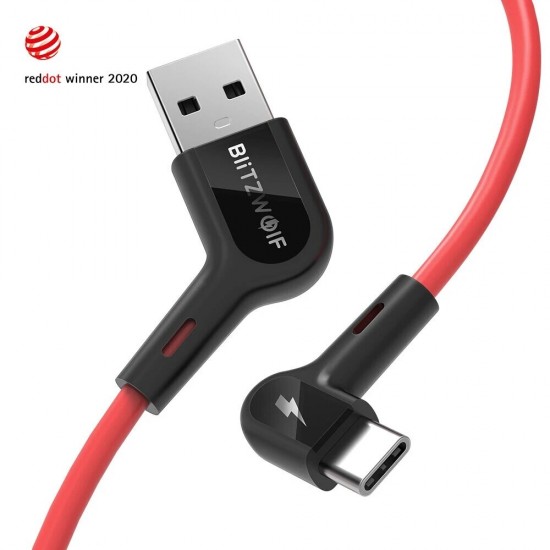 [3 Pack] BW-AC1 3A 90°Right Angle USB A to Type-C Data Cable 3ft Reddot Award 2020 for Gaming Phone Huawei P30 P40 Pro Mi10