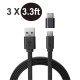 [3 Pack] BW-MT2 1m/3.3ft Micro USB Flat Fast Charging Data Cable With Type C Adapter For Phone Tablet Macbook Huawei P30 P40 Pro S20