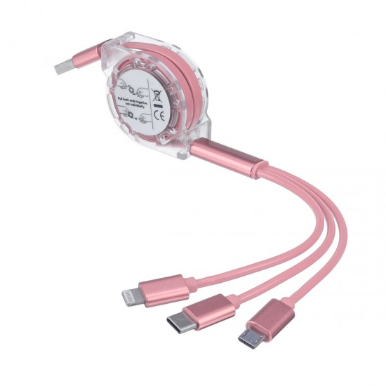3 in 1 USB Charging Cable Cord Data Cable Multi Retractable Micro USB Type C Lightning for Apple Android Type C Mobile Phone 3 in 1 USB Charging Cable Cord Data Cable Multi Retractable Micro USB Type C Lightning for Apple Android Type C Mobile Phone