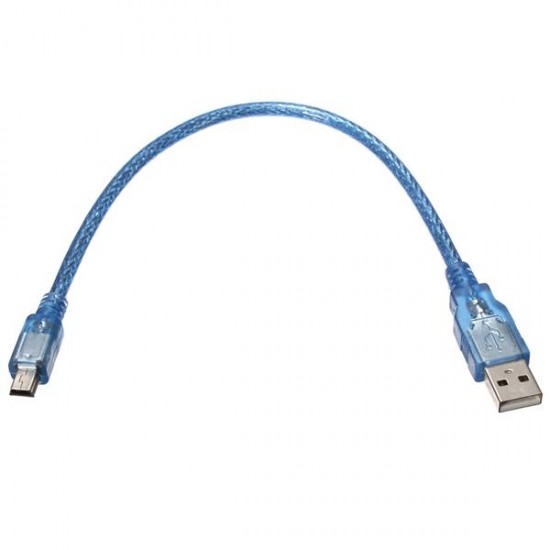 30CM Blue Male USB 2.0A To Mini Male USB B Power Data Cable