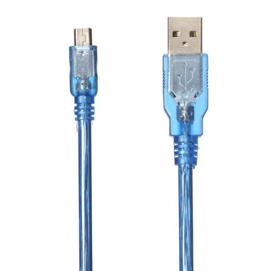 30CM Blue Male USB 2.0A To Mini Male USB B Power Data Cable