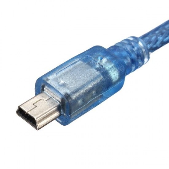 30CM Blue Male USB 2.0A To Mini Male USB B Power Data Cable