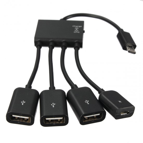 4 Port Micro USB OTG Hub Adapter Cable Data Line Power Charging for Galaxy S5 S4 S3 Google Nexus