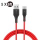 [5 Pack] BW-TC15 3A USB Type-C Cable Fast Charging Data Sync Transfer Cord Line 6ft/1.8m For Samsung Galaxy Note 20 Huawei P40 Mi10 OnePlus 8
