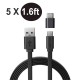 [5 Pack] BW-MT2 0.5m/1.6ft Micro USB Flat Fast Charging Data Cable With Type C Adapter For Phone Tablet Macbook Mi10 Note 9S S20