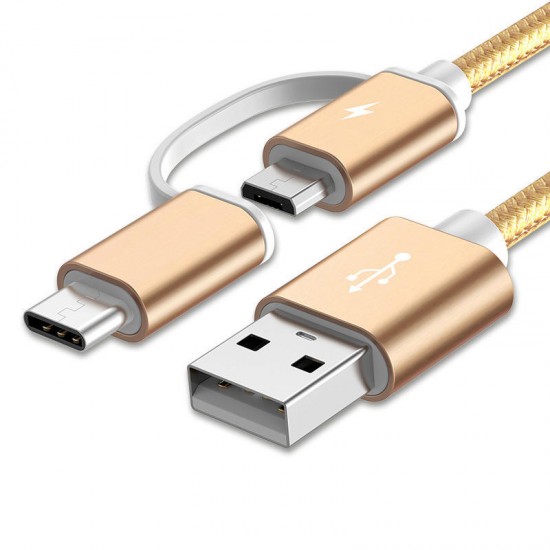 2 in 1 Type C Micro USB Nylon Braided Data Charging Cable USB 2.0 for 6 Oneplus S8 S7