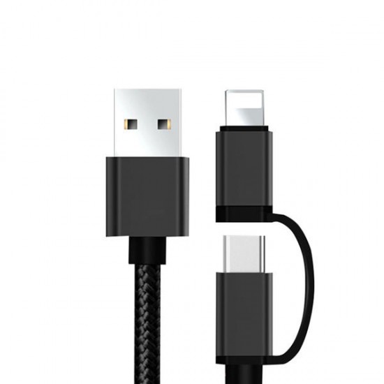 2 in 1 Type-C Micro USB for Fast Charging Phone Data Cable for iPhone S8 X Xiaomi