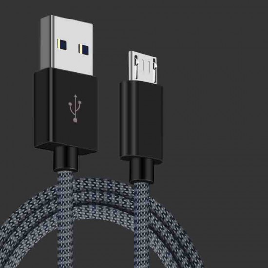 2.4A Micro USB Nylon Braided Fast Charging Data Cable For HUAWEI OPPO Android Phone