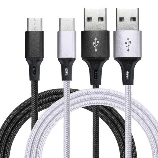 2.4A Type C Braided Fast Charging Data Cable 1m For Oneplus 5t 6 Mi A1 Mix 2