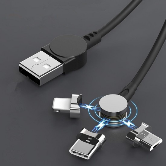 3 In 1 180 Degree Rotating Type C Micro USB 3.5A Fast Charging Rotating Magnetic Data Cable For iPhone 11 Pro XS Huawei P30 3 In 1 180 Degree Rotating Type C Micro USB 3.5A Fast Charging Rotating Magnetic Data Cable For iPhone 11 Pro XS Huawei P30