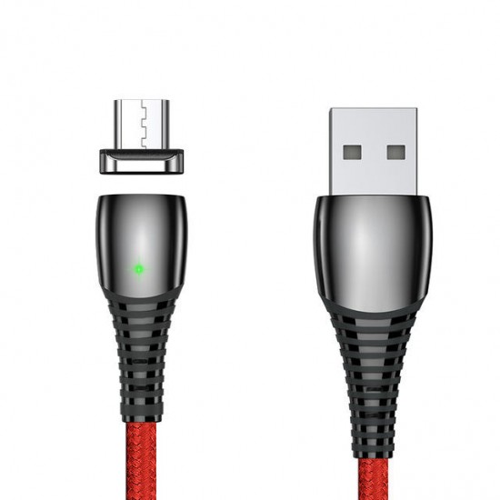 3A LED Magnetic Zinc Alloy Nylon Braided Type-C Micro USB Data Cable for Samsung S10 HUAWEI K30 LG