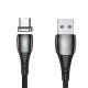 3A LED Magnetic Zinc Alloy Nylon Braided Type-C Micro USB Data Cable for Samsung S10 HUAWEI K30 LG