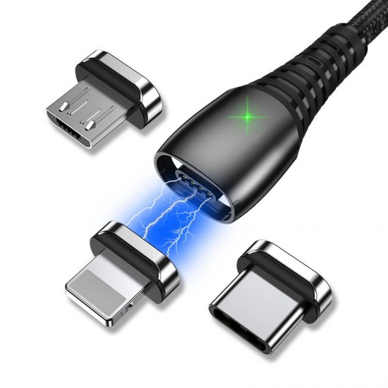 3A LED Magnetic Zinc Alloy Nylon Braided Type-C Micro USB Data Cable for Samsung S10 HUAWEI K30 LG 3A LED Magnetic Zinc Alloy Nylon Braided Type-C Micro USB Data Cable for Samsung S10 HUAWEI K30 LG