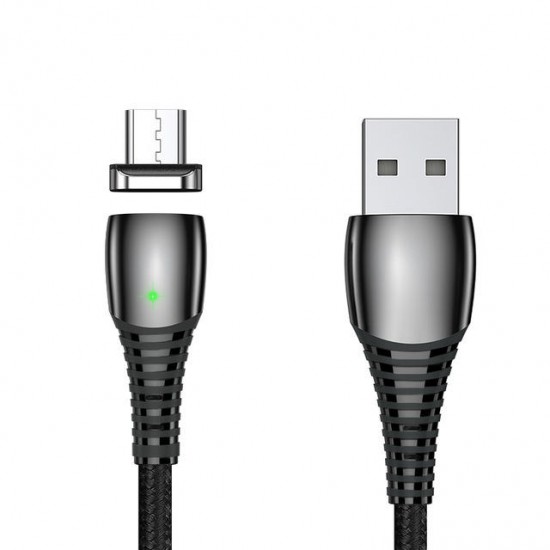 3A LED Magnetic Zinc Alloy Nylon Braided Type-C Micro USB Data Cable for Samsung S10 HUAWEI K30 LG