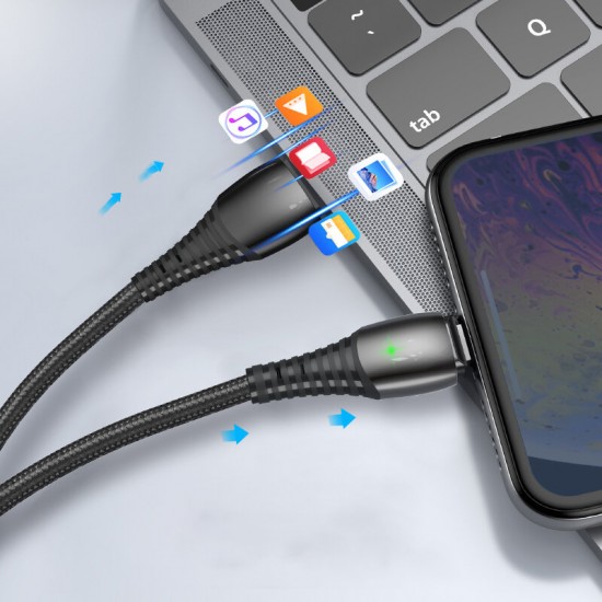 3A LED Magnetic Zinc Alloy Nylon Braided Type-C Micro USB Data Cable for Samsung S10 HUAWEI K30 LG