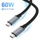 PD 60W Data Cable USB-C to USB-C Fast Charging For Huawei P30 P40 Pro OnePlus 8Pro