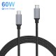 PD 60W Data Cable USB-C to USB-C Fast Charging For Huawei P30 P40 Pro OnePlus 8Pro