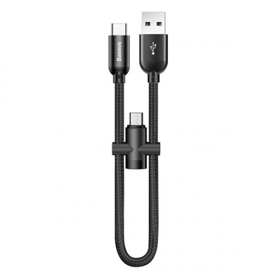 2.4A Type C High-density Braided Fast Charging Data Cable 23cm With Micro USB Adapter Buckle 2.4A Type C High-density Braided Fast Charging Data Cable 23cm With Micro USB Adapter Buckle