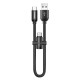 2.4A Type C High-density Braided Fast Charging Data Cable 23cm With Micro USB Adapter Buckle