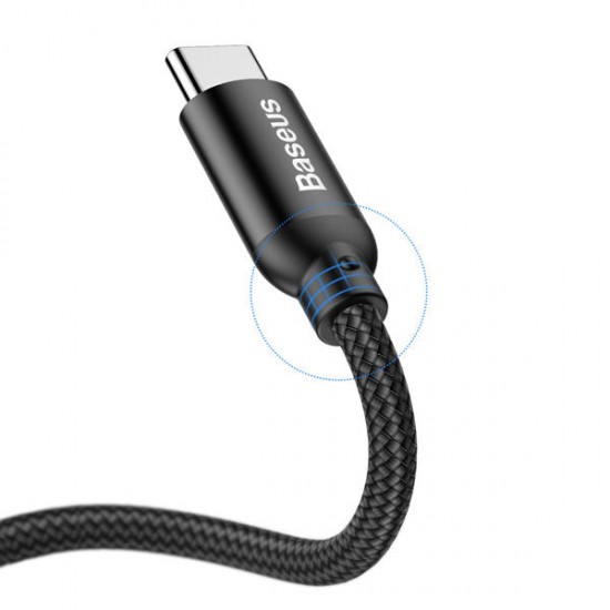 2.4A Type C High-density Braided Fast Charging Data Cable 23cm With Micro USB Adapter Buckle