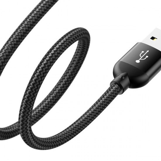 2.4A Type C High-density Braided Fast Charging Data Cable 23cm With Micro USB Adapter Buckle