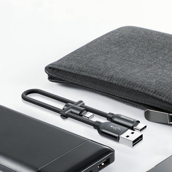 2.4A Type C High-density Braided Fast Charging Data Cable 23cm With Micro USB Adapter Buckle 2.4A Type C High-density Braided Fast Charging Data Cable 23cm With Micro USB Adapter Buckle