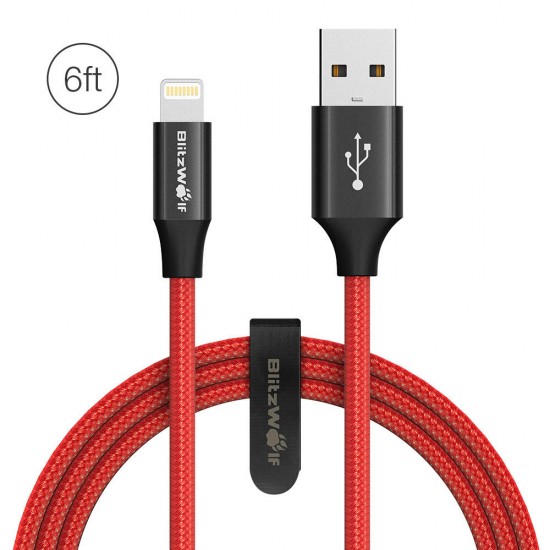 BW-MF10 2.4A Braided Lightning to USB Charging Data Cable 6ft with MFI for iPhone 12 12 Mini 12 Pro 11 11 Pro Max For iPad 2020