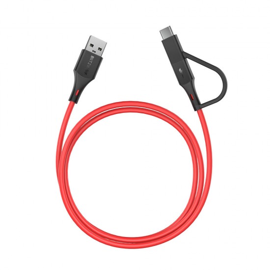 BW-MT3 3A 2 in 1 Data Cable Type C Micro USB Fast Charging Adapter 3ft 6ft For Mi10 Oneplus 7 HUAWEI P40 Pocophone F1 S10 S10+ 5G+