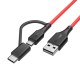 BW-MT3 3A 2 in 1 Data Cable Type C Micro USB Fast Charging Adapter 3ft 6ft For Mi10 Oneplus 7 HUAWEI P40 Pocophone F1 S10 S10+ 5G+