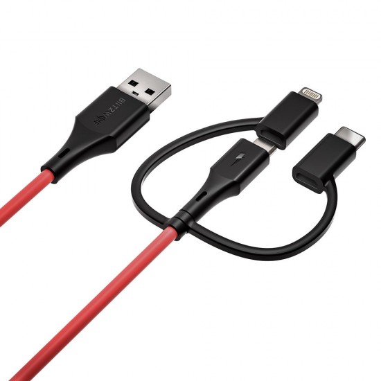 BW-MT4 3 in 1 Type-C Lightning Micro USB Data Cable With MFI Certified 3ft/0.91m for Samsung for iPhone BW-MT4 3 in 1 Type-C Lightning Micro USB Data Cable With MFI Certified 3ft/0.91m for Samsung for iPhone