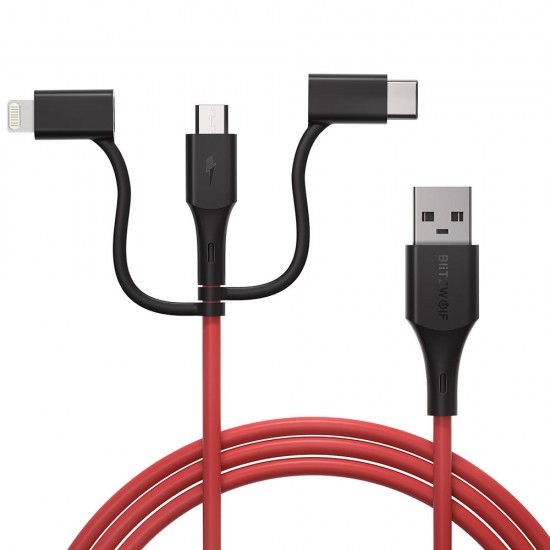 BW-MT4 3 in 1 Type-C Lightning Micro USB Data Cable With MFI Certified 3ft/0.91m for Samsung for iPhone