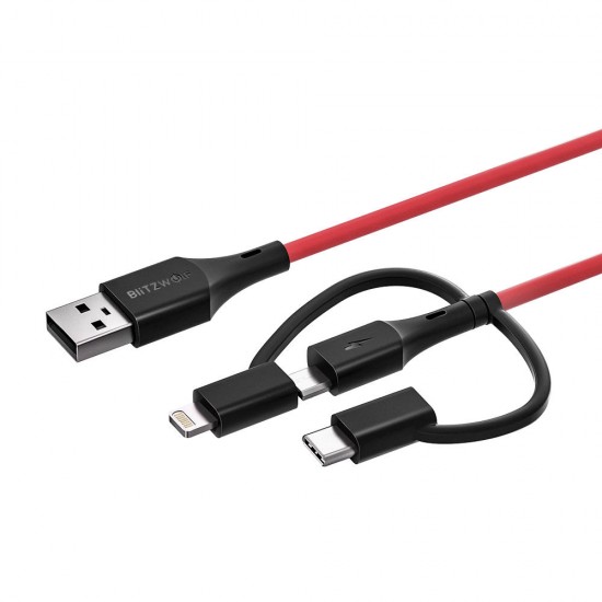 BW-MT4 3 in 1 Type-C Lightning Micro USB Data Cable With MFI Certified 3ft/0.91m for Samsung for iPhone