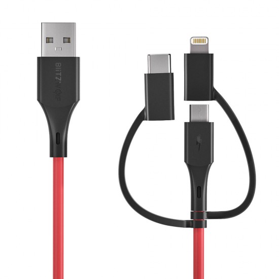BW-MT4 3 in 1 Type-C Lightning Micro USB Data Cable With MFI Certified 3ft/0.91m for Samsung for iPhone BW-MT4 3 in 1 Type-C Lightning Micro USB Data Cable With MFI Certified 3ft/0.91m for Samsung for iPhone