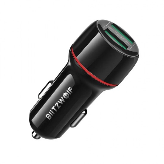 BW-SD5 18W Dual-Port QC3.0 Mini Car USB Charger With BW-TC14 3A USB Type-C Cable Fast Charging for Huawei P30 P40 Pro Mi10 OnePlus 8Pro
