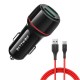 BW-SD5 18W Dual-Port QC3.0 Mini Car USB Charger With BW-TC14 3A USB Type-C Cable Fast Charging for Huawei P30 P40 Pro Mi10 OnePlus 8Pro