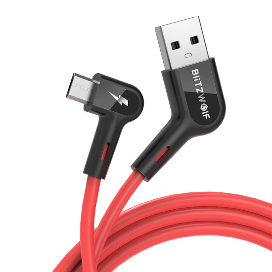 BW-AC2 2.4A 90°Right Angle Micro USB Data Cable 0.9m 1.8m for Gaming Mobile Phone for Samsung Galaxy S7 Edge S6 HUAWEI LG