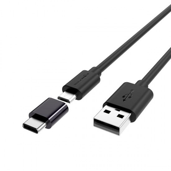 BW-MT1 Micro USB Fast Charging Data Cable With Type C Adapter For Phone Tablet