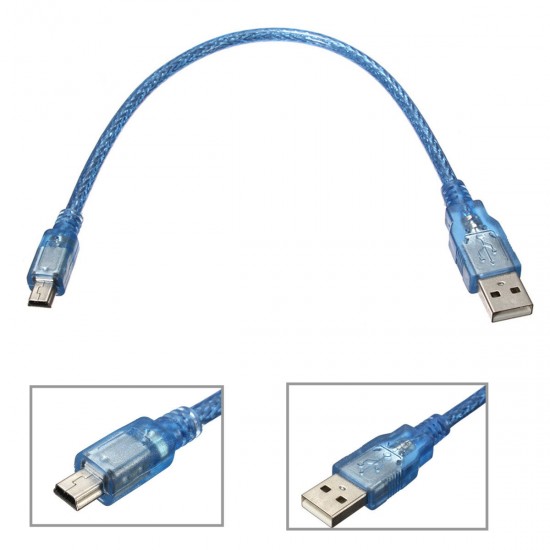 Blue Male USB 2.0A To Mini Male USB B Power Data Cable for Nano V3.0 ATMEGA328P Module Board Blue Male USB 2.0A To Mini Male USB B Power Data Cable for Nano V3.0 ATMEGA328P Module Board