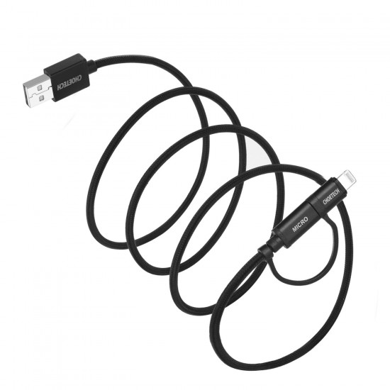 2 in 1 2.4A Micro USB Lightning for Nylon Data Cable for iPhone 7 Plus Note 4