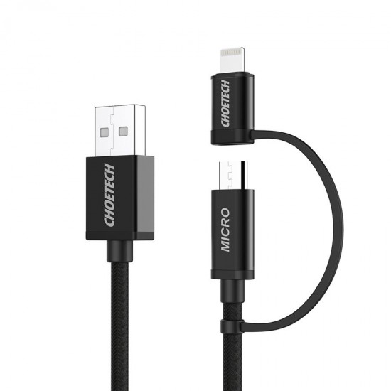 2 in 1 2.4A Micro USB Lightning for Nylon Data Cable for iPhone 7 Plus Note 4