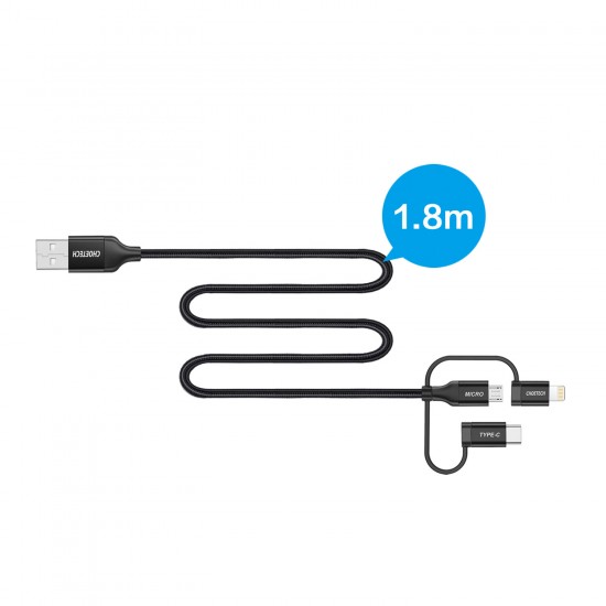 3in1 MFi Certificated Lighting Type-C Micro USB Data Cable for iPhone 11 Pro XR X 8 7 for Samsung LG