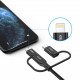 3in1 MFi Certificated Lighting Type-C Micro USB Data Cable for iPhone 11 Pro XR X 8 7 for Samsung LG