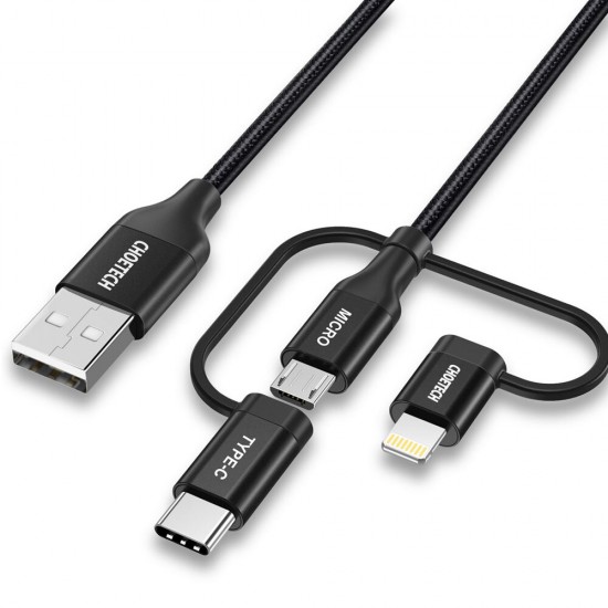 3in1 MFi Certificated Lighting Type-C Micro USB Data Cable for iPhone 11 Pro XR X 8 7 for Samsung LG