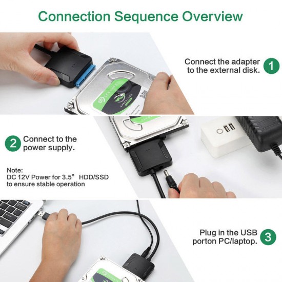 USB to SATA Cable 2.5'' 3.5'' HDD SSD Hard Drive Converter Cable USB3.0 SATA with UASP Data Cable USB to SATA Cable 2.5'' 3.5'' HDD SSD Hard Drive Converter Cable USB3.0 SATA with UASP Data Cable