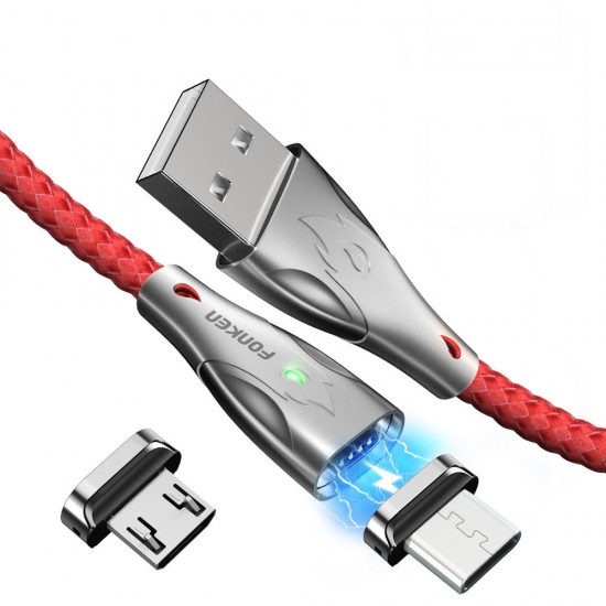5A Micro USB Type C LED Indicator Light Magnetic Fast Charging Data Cable For Huawei P30 Mate 30 9 Pro 7A 6Pro Y4800
