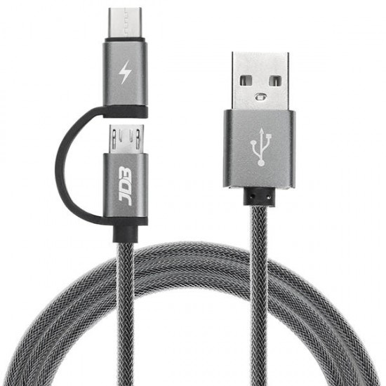 2 in 1 Type C Micro USB Fast Charging Cable With QC3.0/2.0 For Oneplus5 Xiaomi 6 A1 Redmi Note 4